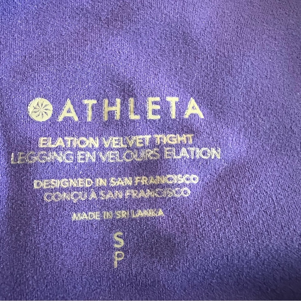 Athleta Velvet Leggings Velour Purple Size Small - Picture 9 of 9